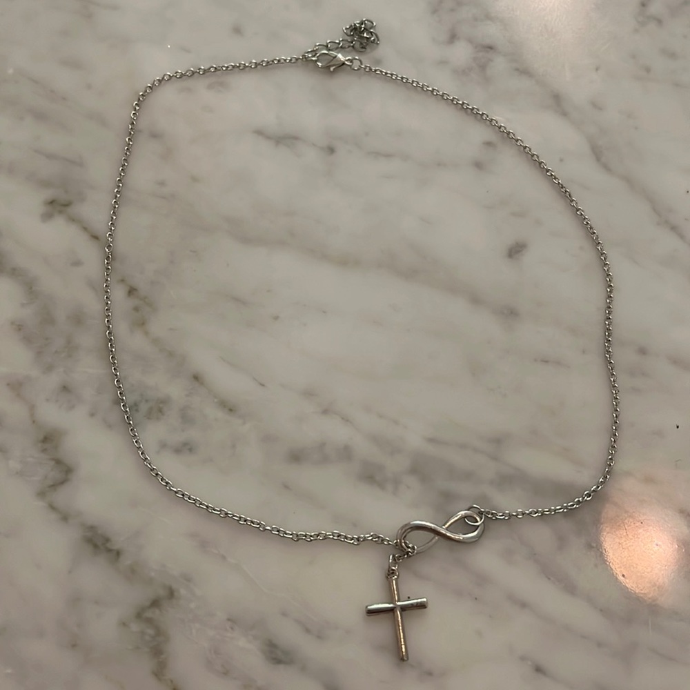 Faux Silver Infinity Necklace